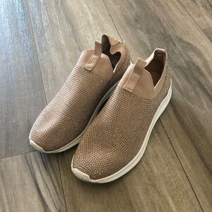 Anne Klein Tan Slip-On Sneakers with Knit Upper